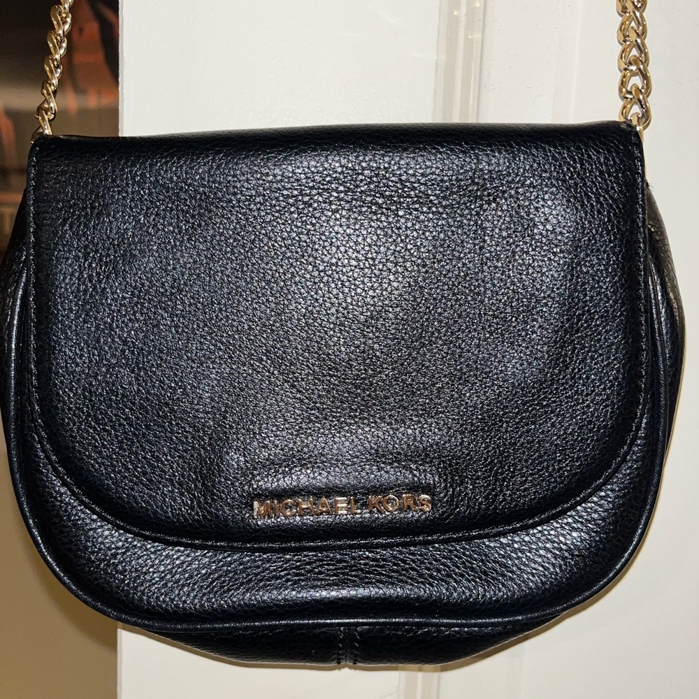 Michael Kors Black Leather Bedford Crossbody Bag